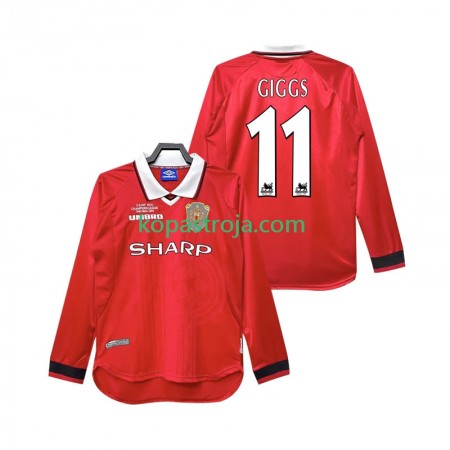Billiga Fotbollströjor Manchester United Giggs 11 1999 2000 Retro Hemma tröja Långärmad